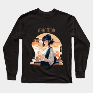 Tea Time Girl T-Shirt Long Sleeve T-Shirt